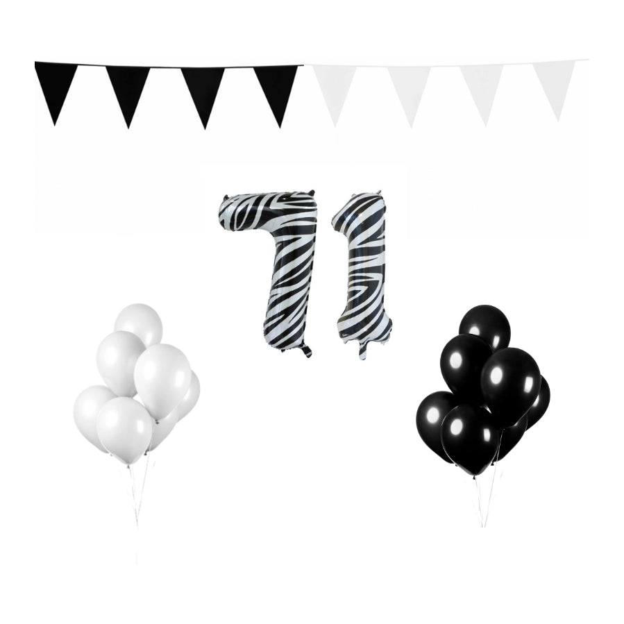 71 jaar Verjaardag Versiering Pakket Zebra
