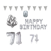 71 jaar Verjaardag Versiering Pakket zilver