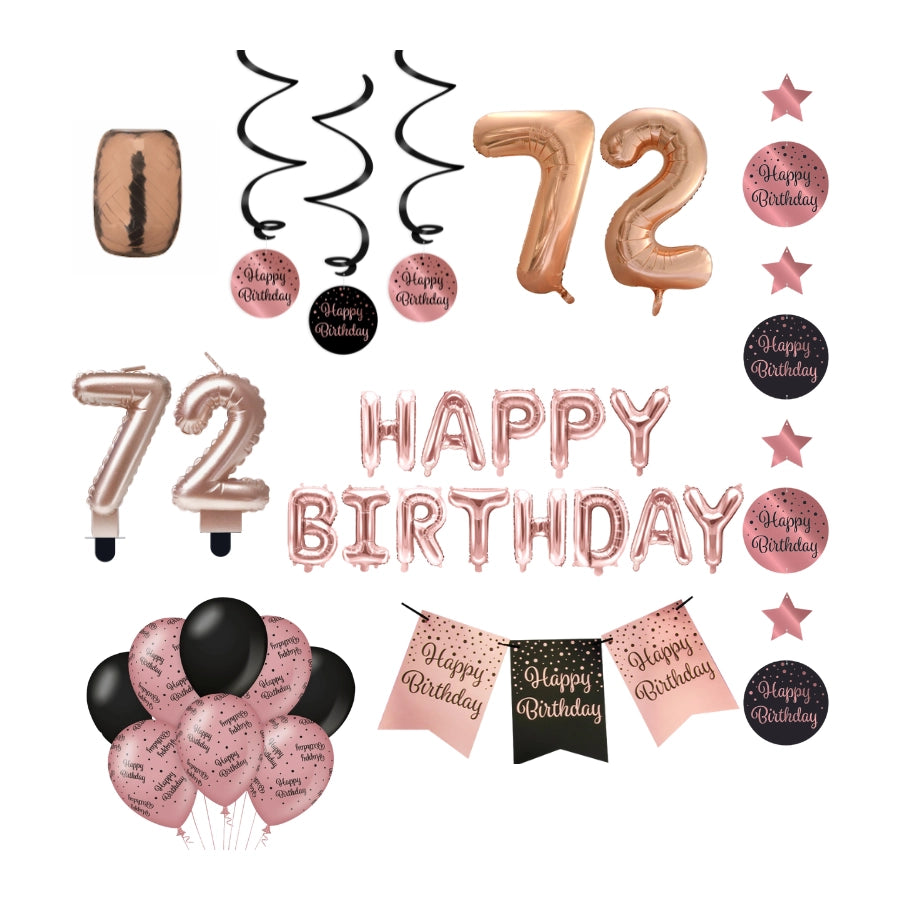 72 jaar Verjaardag Versiering Pakket Rose Gold