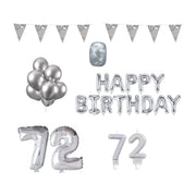 72 jaar Verjaardag Versiering Pakket zilver