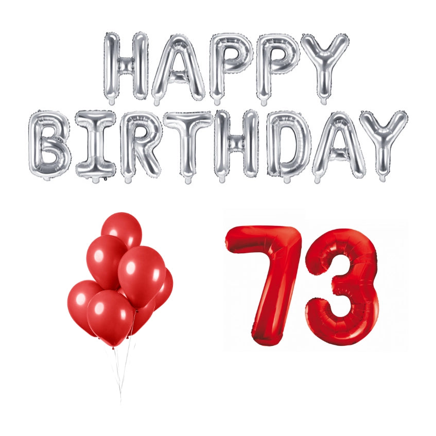 73 jaar Verjaardag Versiering Ballon Pakket rood & zilver