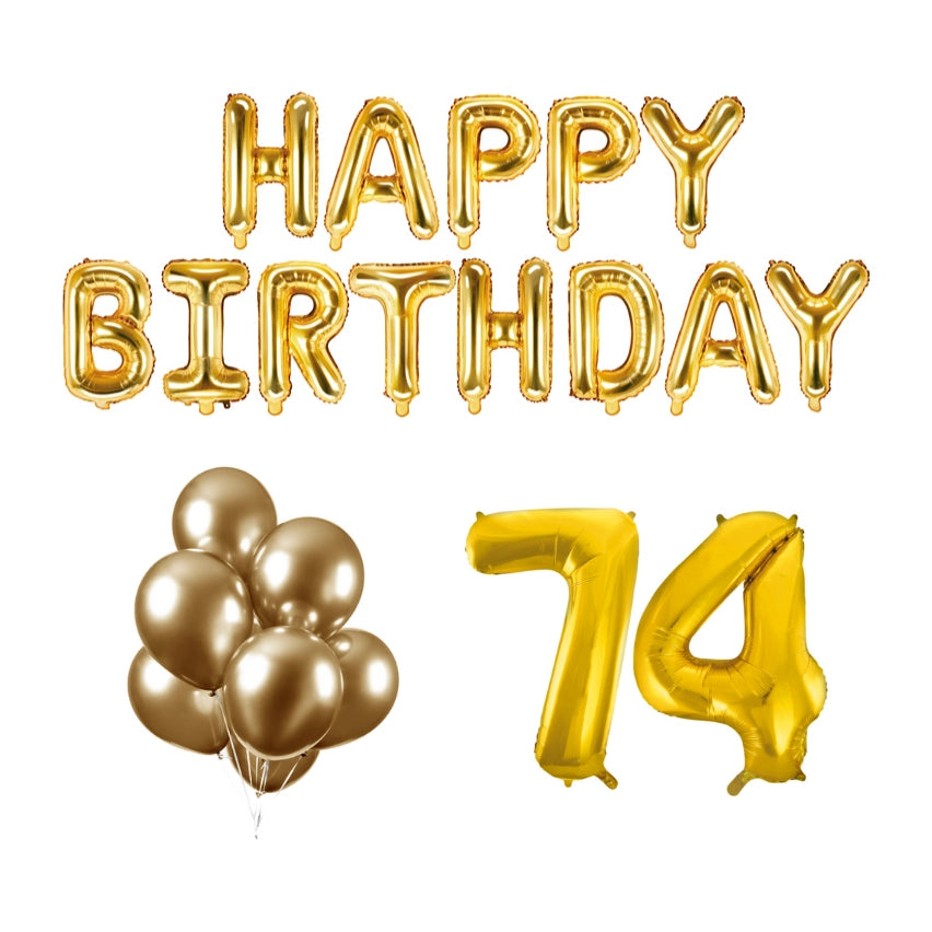 74 jaar Verjaardag Versiering Ballon Pakket Goud
