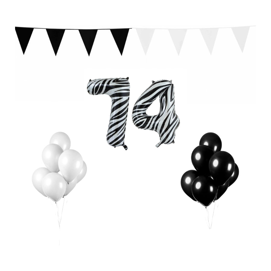 74 jaar Verjaardag Versiering Pakket Zebra