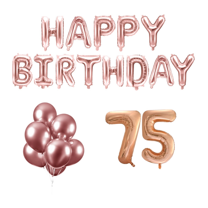 75 jaar Verjaardag Versiering Ballon Pakket rosé goud