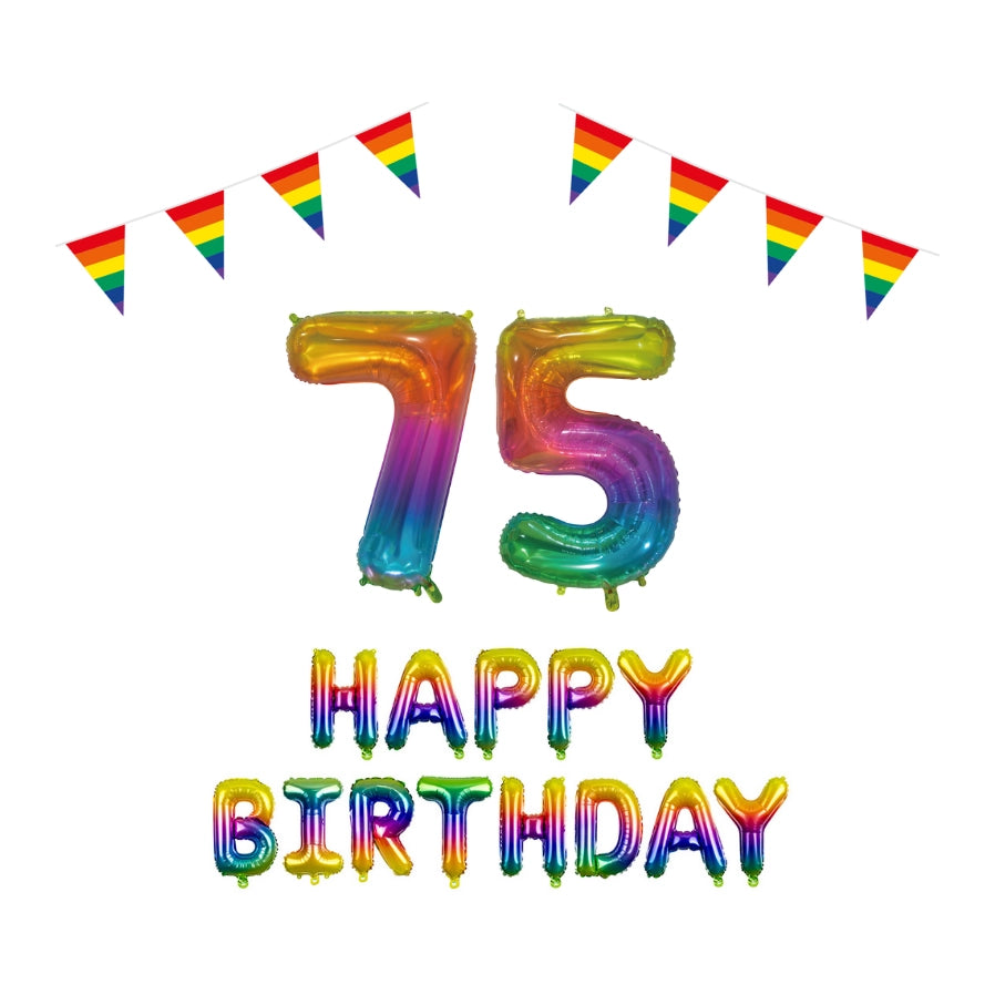 75 jaar Verjaardag Versiering Pakket Regenboog