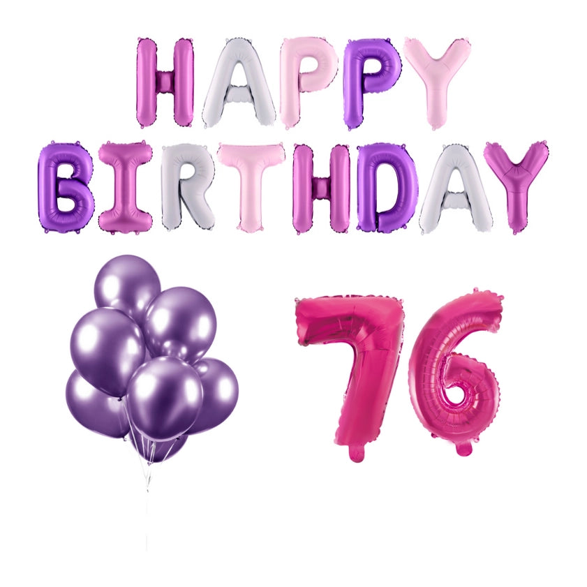 76 jaar Verjaardag Versiering Ballon Pakket Pastel & Roze