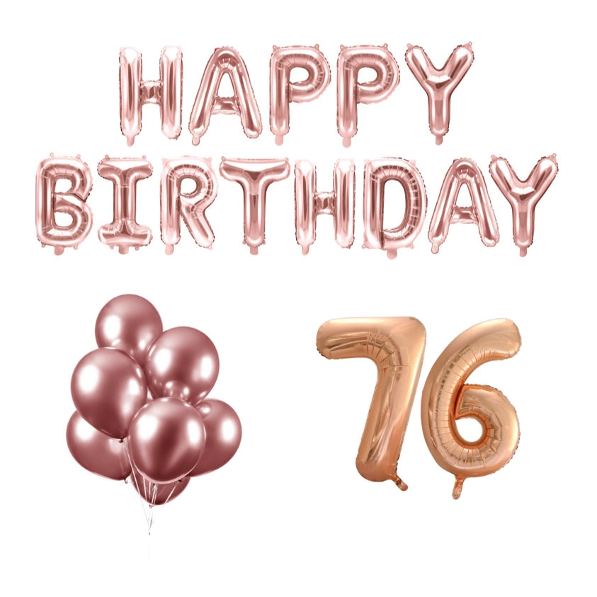 76 jaar Verjaardag Versiering Ballon Pakket rosé goud