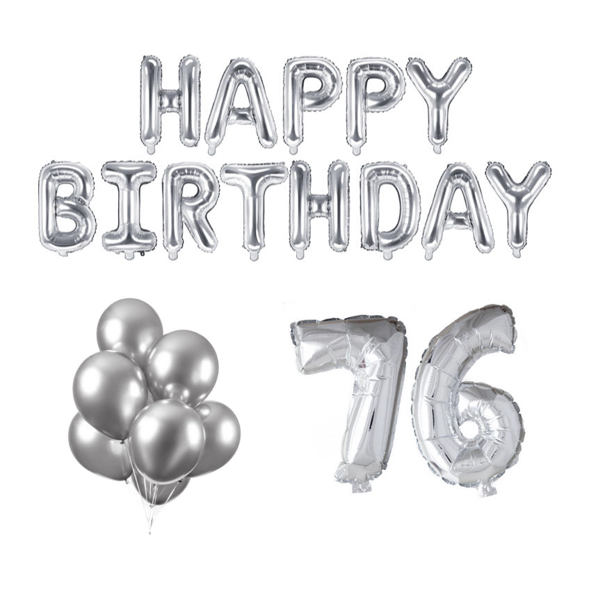 76 jaar Verjaardag Versiering Ballon Pakket zilver