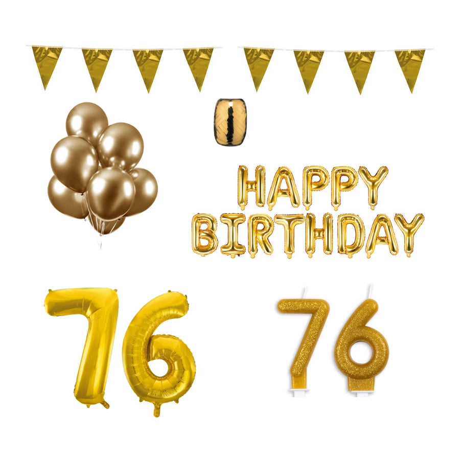 76 jaar Verjaardag Versiering Pakket Goud