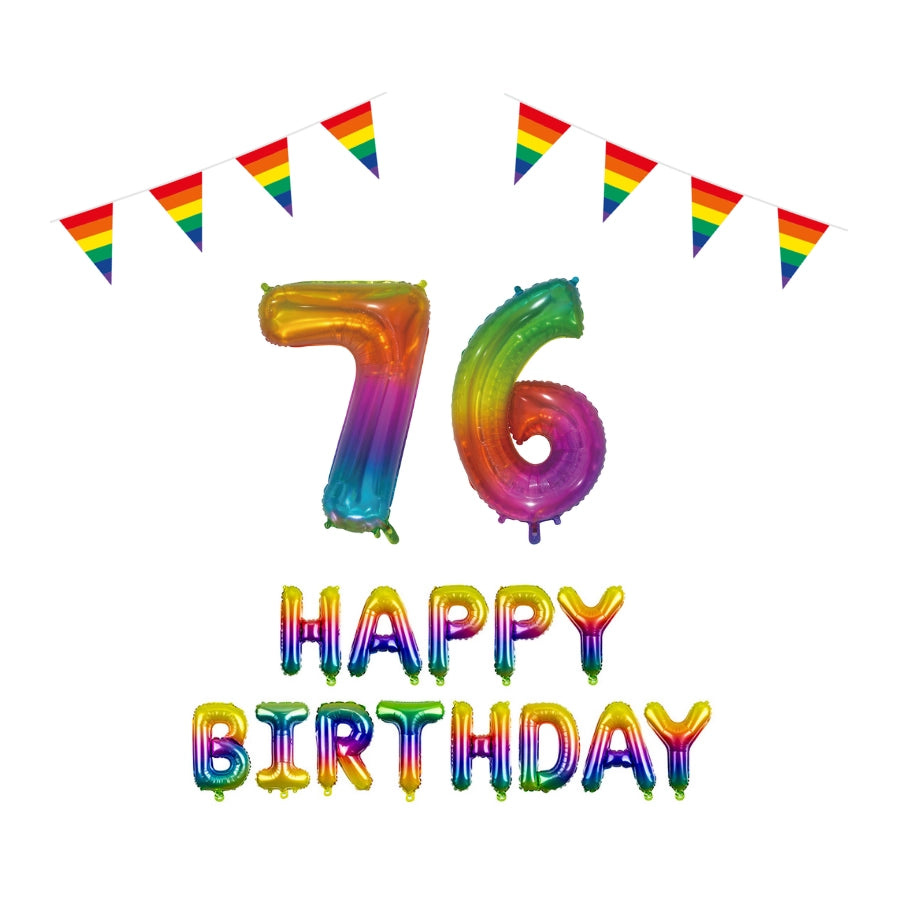 76 jaar Verjaardag Versiering Pakket Regenboog