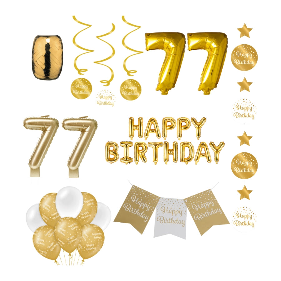 77 jaar Verjaardag Versiering Pakket Gold