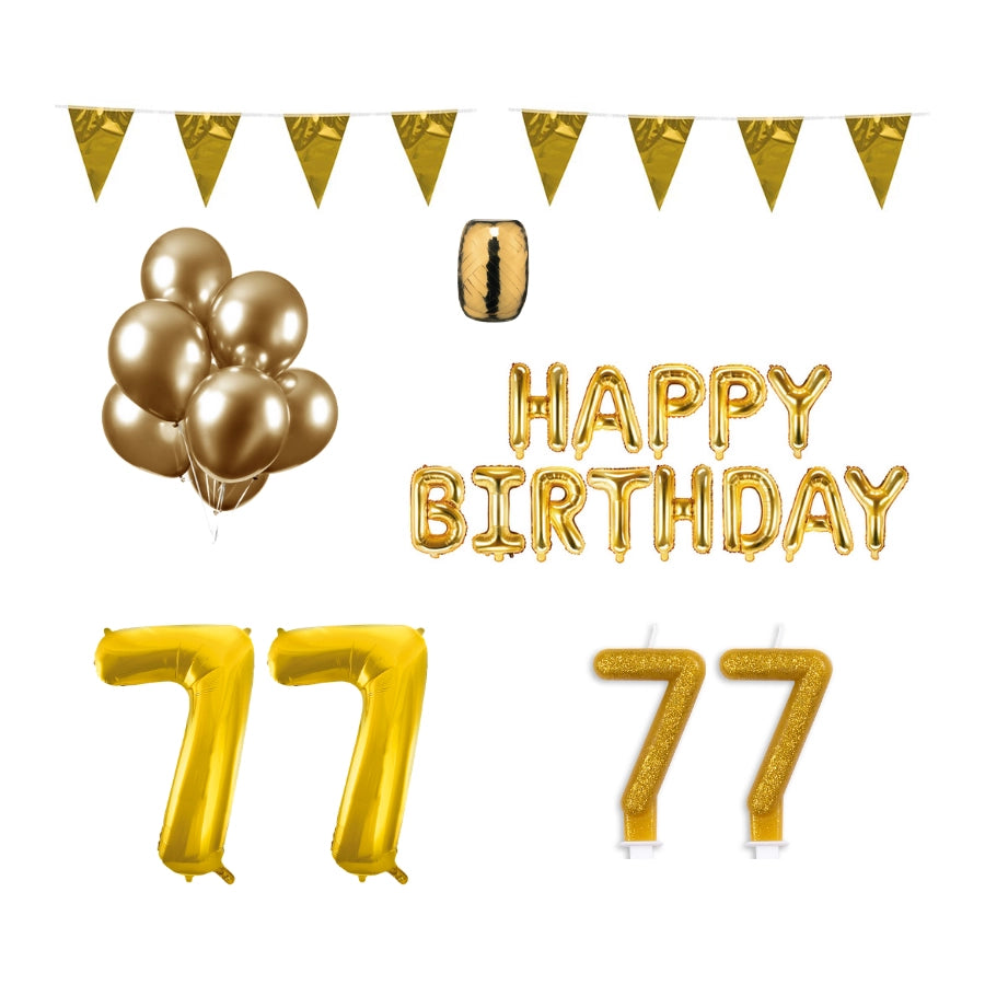 77 jaar Verjaardag Versiering Pakket Goud