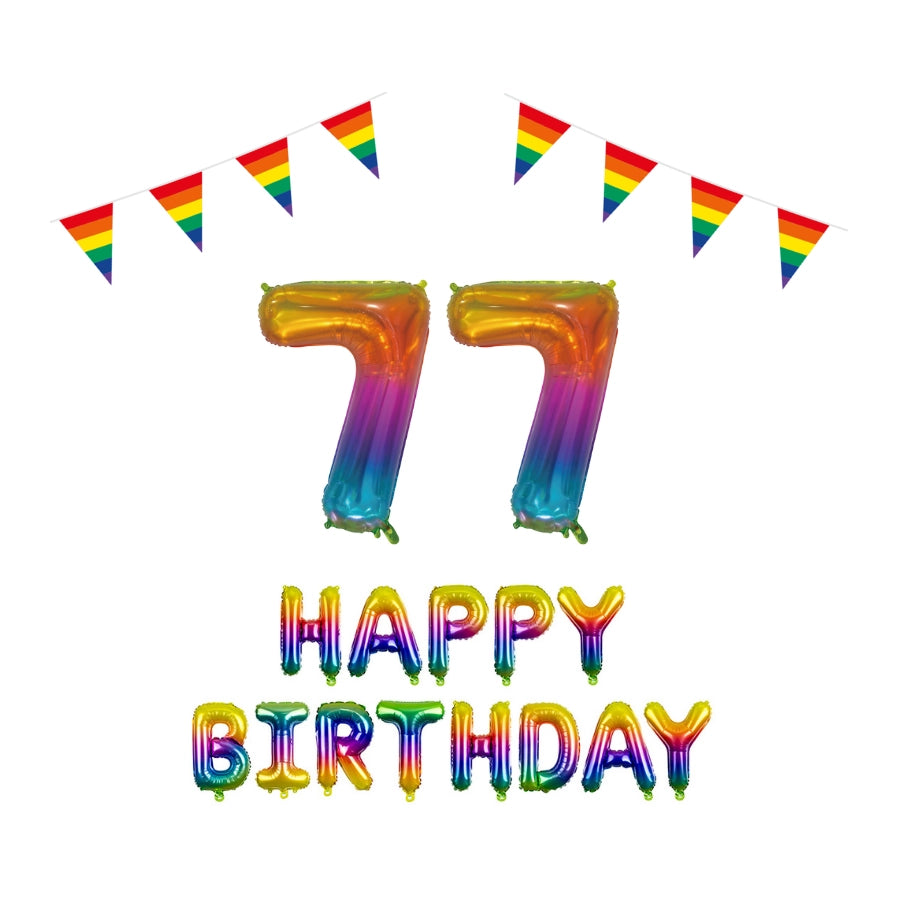 77 jaar Verjaardag Versiering Pakket Regenboog