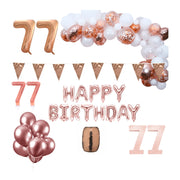 77 jaar Verjaardag Versiering Pakket Rosé goud XL