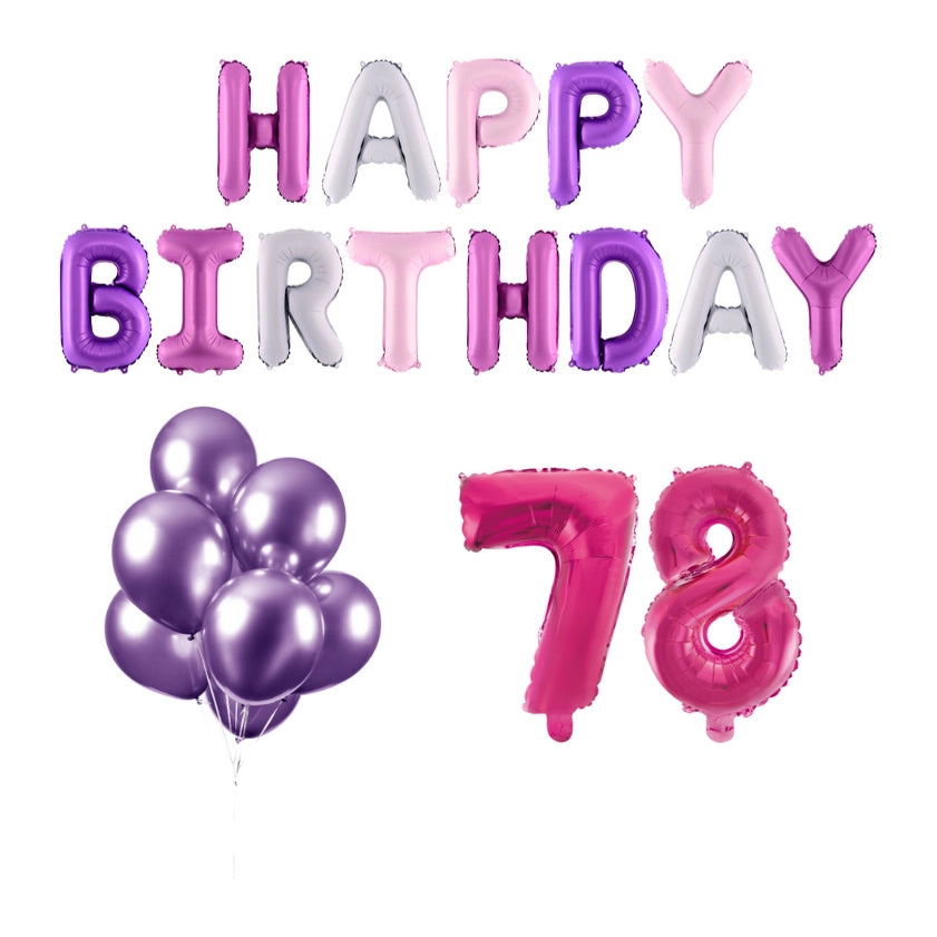 78 jaar Verjaardag Versiering Ballon Pakket Pastel & Roze