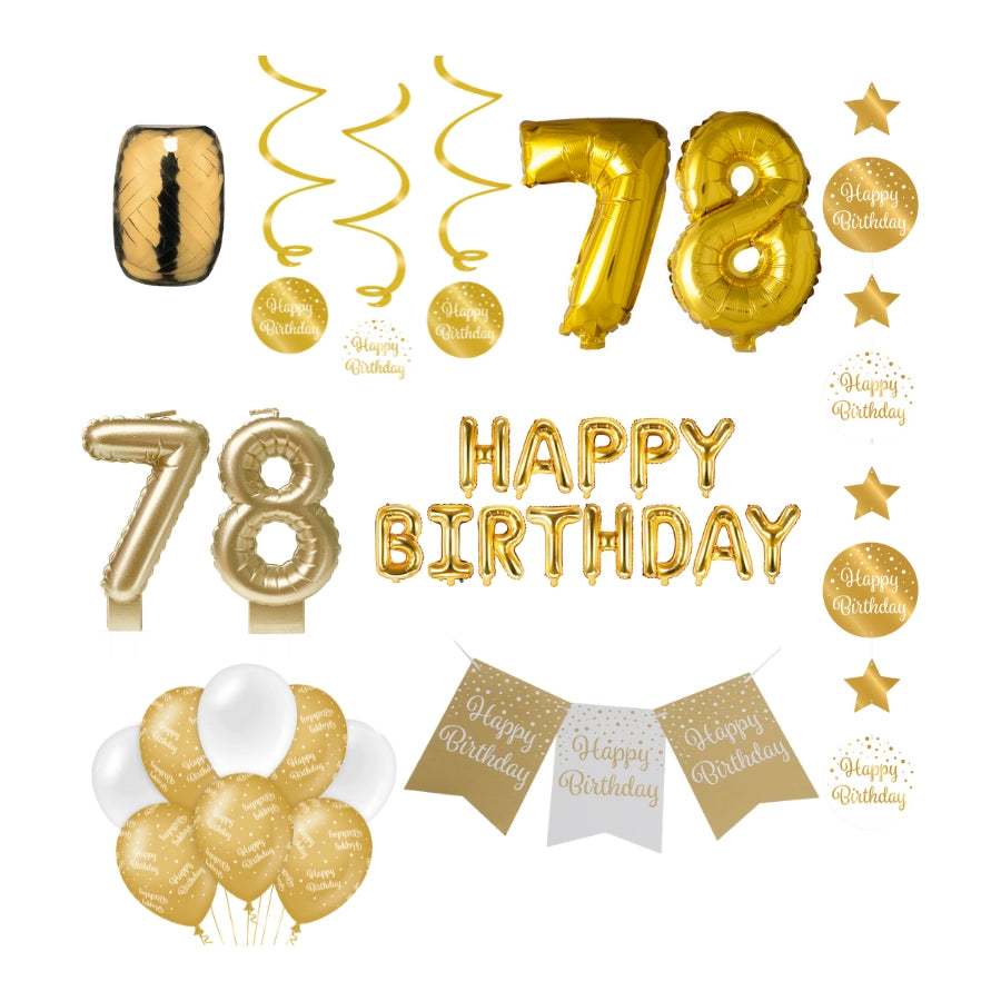 78 jaar Verjaardag Versiering Pakket Gold