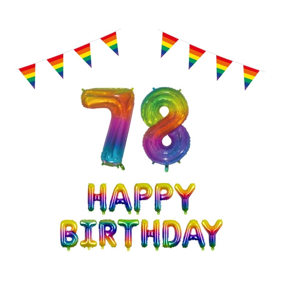 78 jaar Verjaardag Versiering Pakket Regenboog