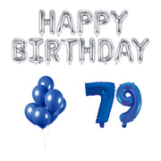 79 jaar Verjaardag Versiering Ballon Pakket Blauw & zilver