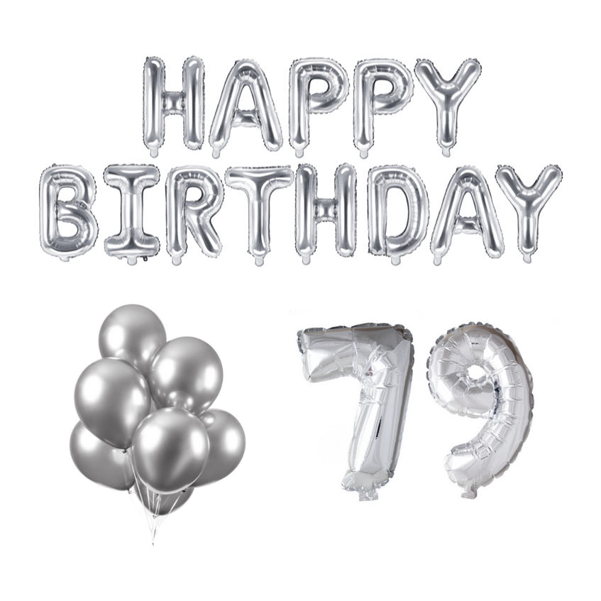 79 jaar Verjaardag Versiering Ballon Pakket zilver