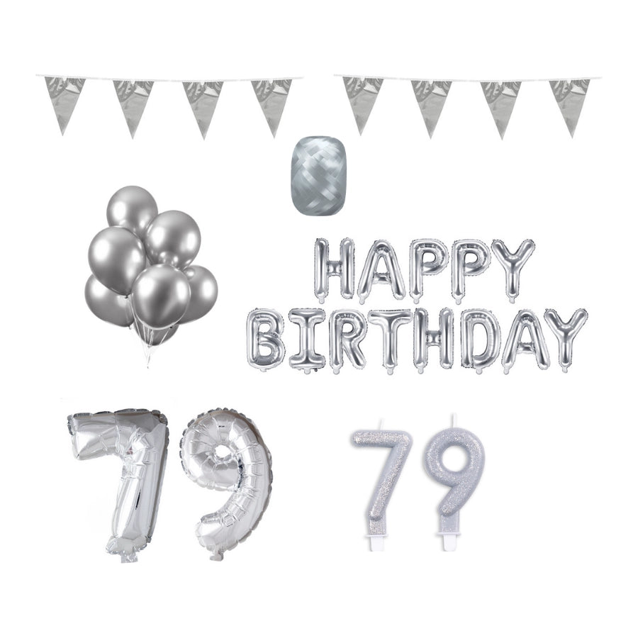 79 jaar Verjaardag Versiering Pakket zilver