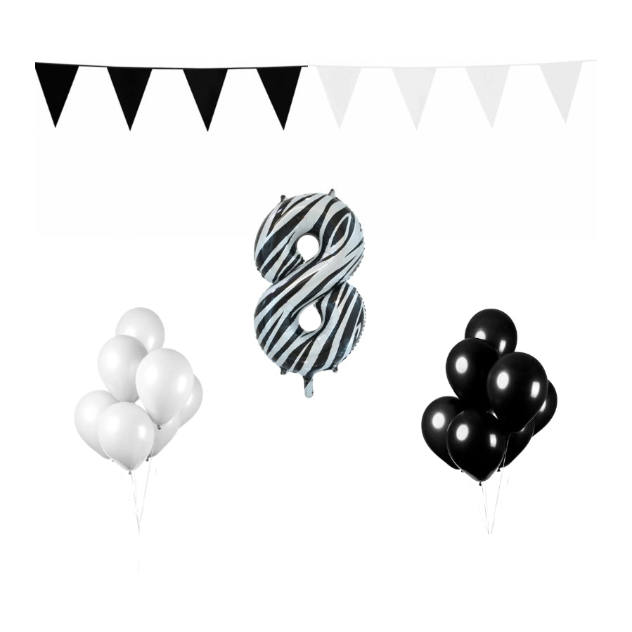 8 jaar Verjaardag Versiering Pakket Zebra