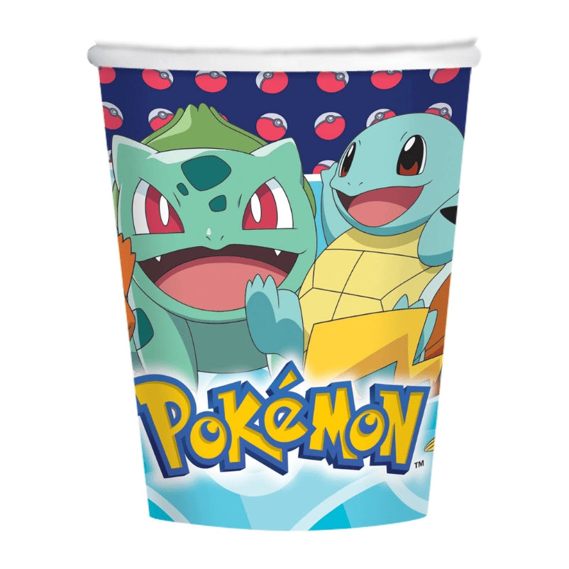 8 papieren bekers Pokemon, 250ml