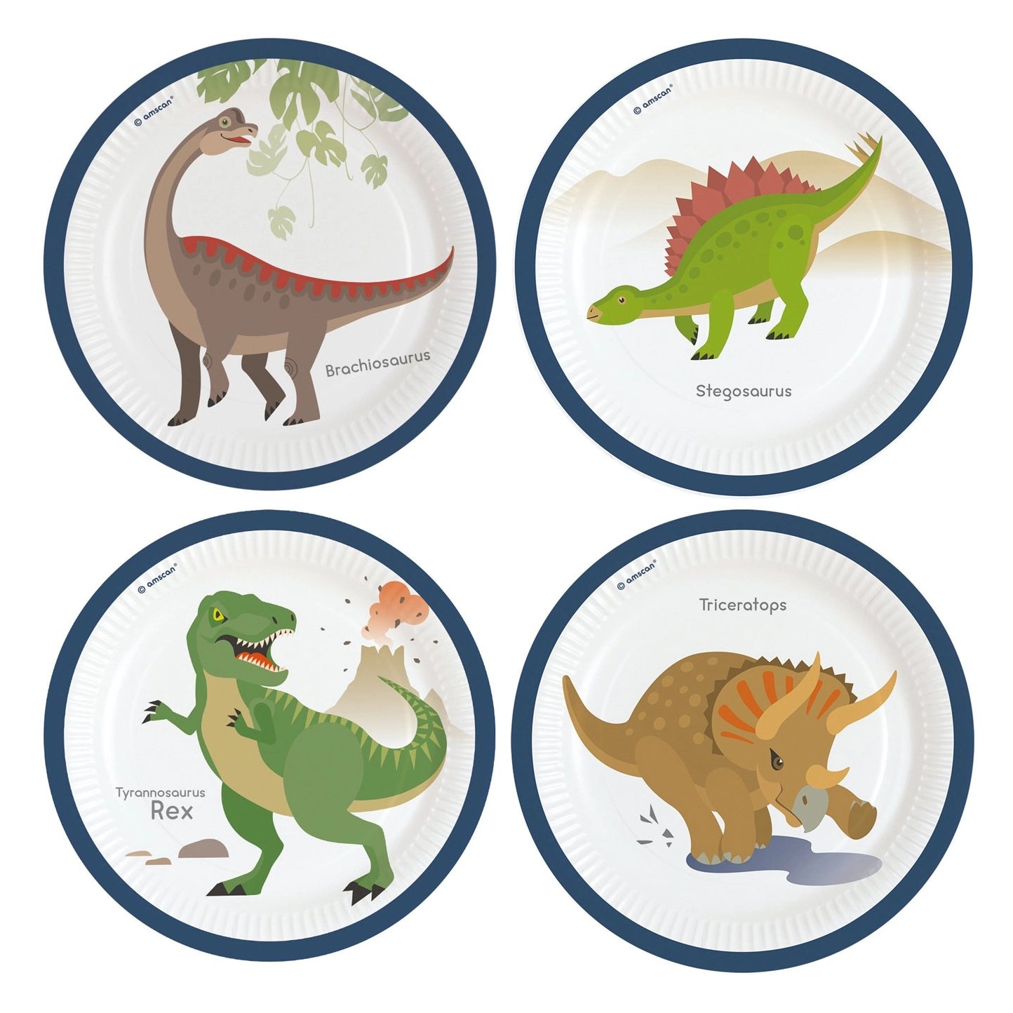 8 papieren borden Happy Dinosaur 23cm