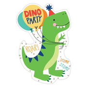 8 uitnodigingen met envelop Dino Mite