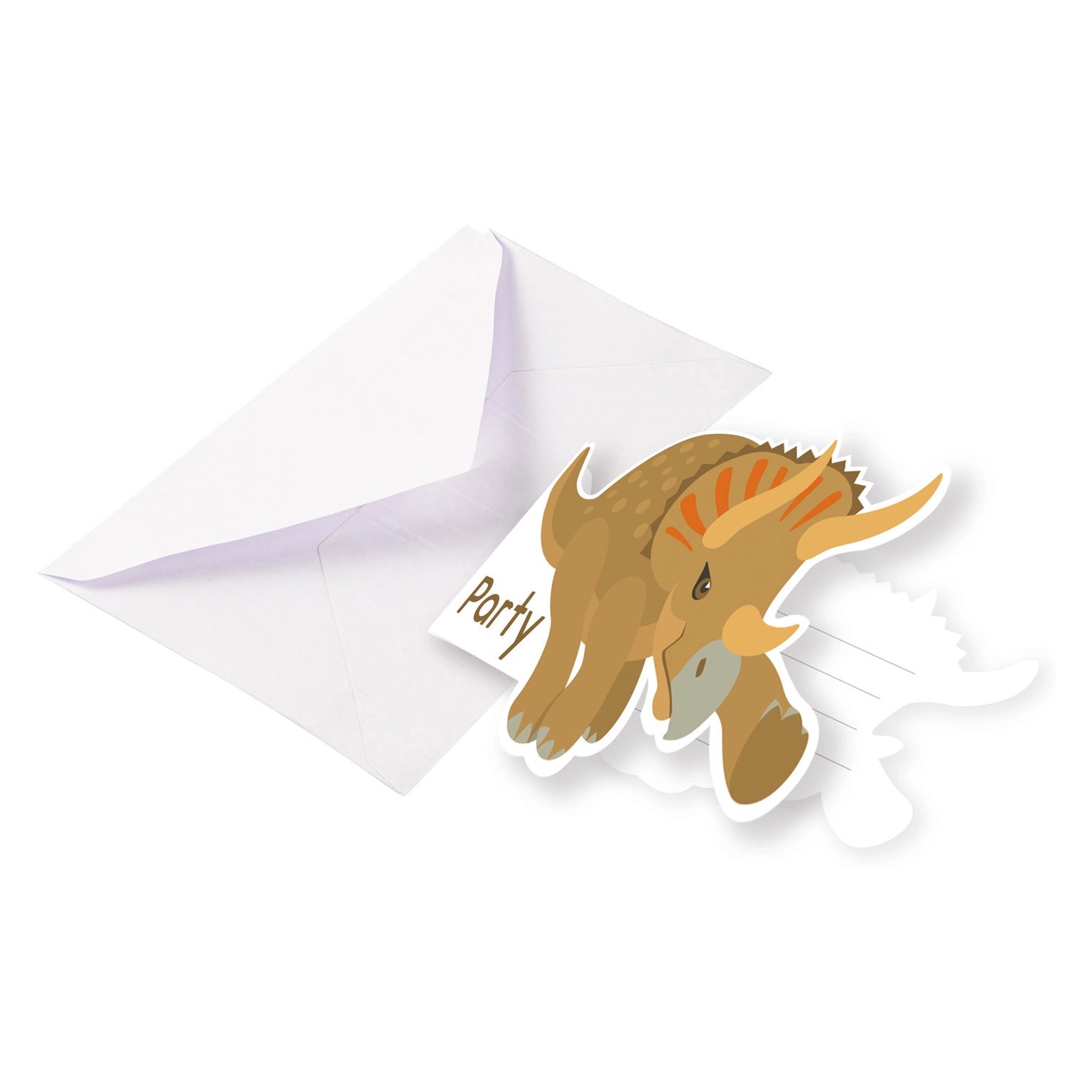 8 uitnodigingen met envelop Happy Dinosaur