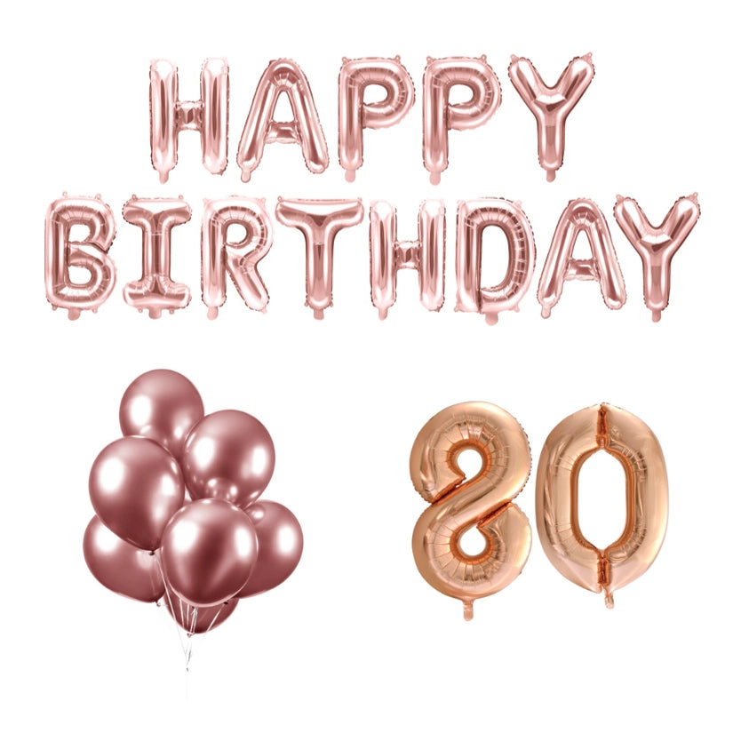80 jaar Verjaardag Versiering Ballon Pakket rosé goud