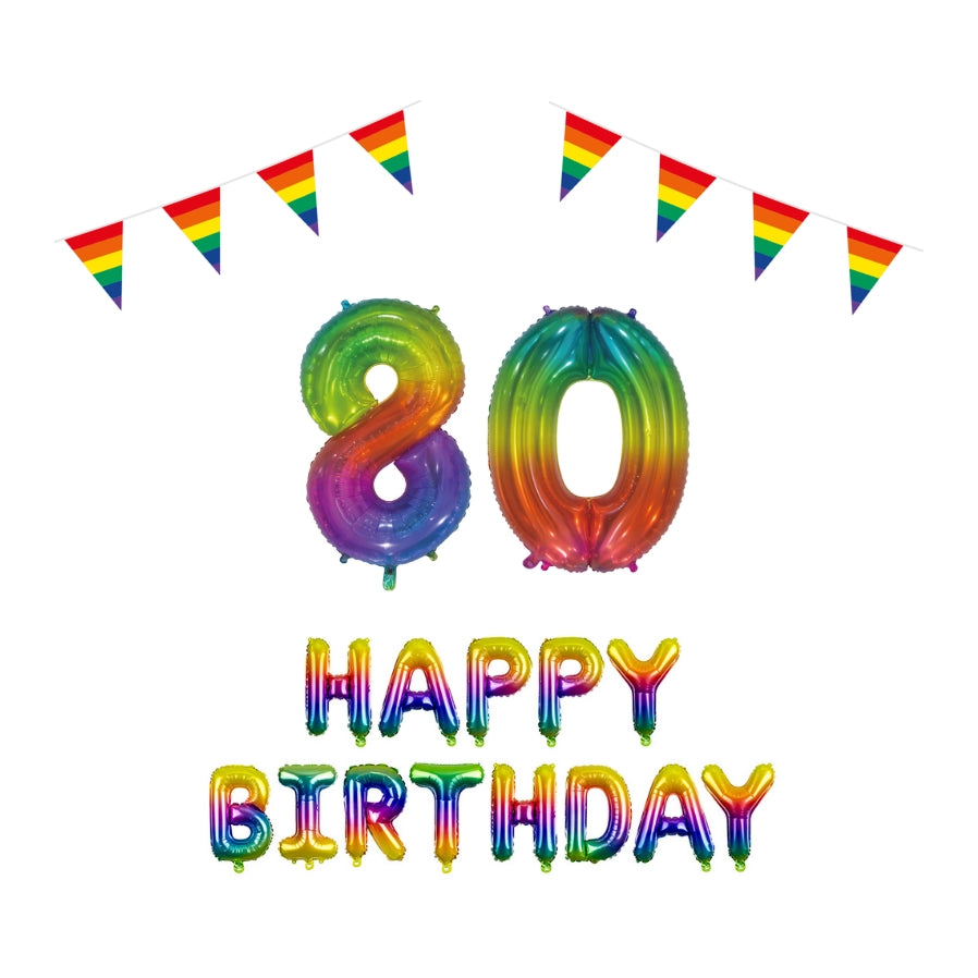 80 jaar Verjaardag Versiering Pakket Regenboog