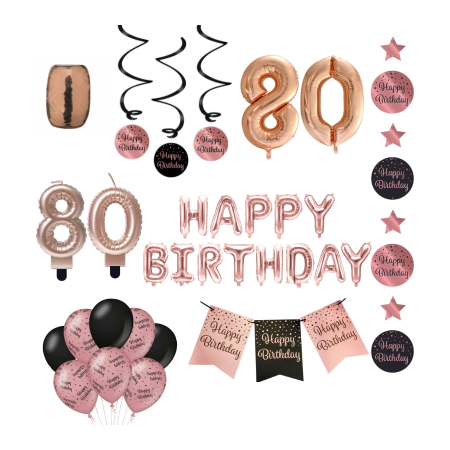80 jaar Verjaardag Versiering Pakket Rose Gold