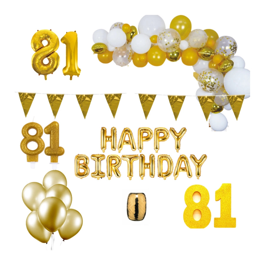 81 jaar Verjaardag Versiering Pakket Goud XL