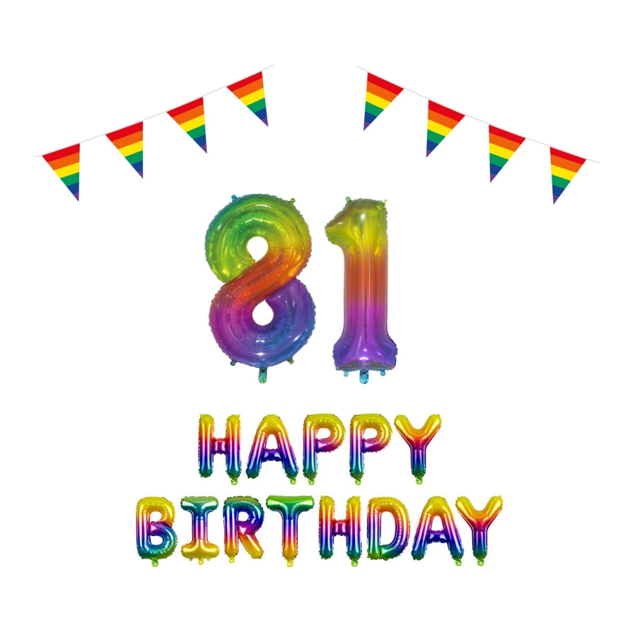 81 jaar Verjaardag Versiering Pakket Regenboog