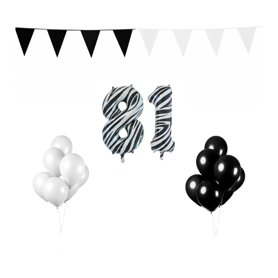 81 jaar Verjaardag Versiering Pakket Zebra