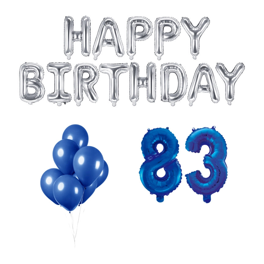 83 jaar Verjaardag Versiering Ballon Pakket Blauw & zilver