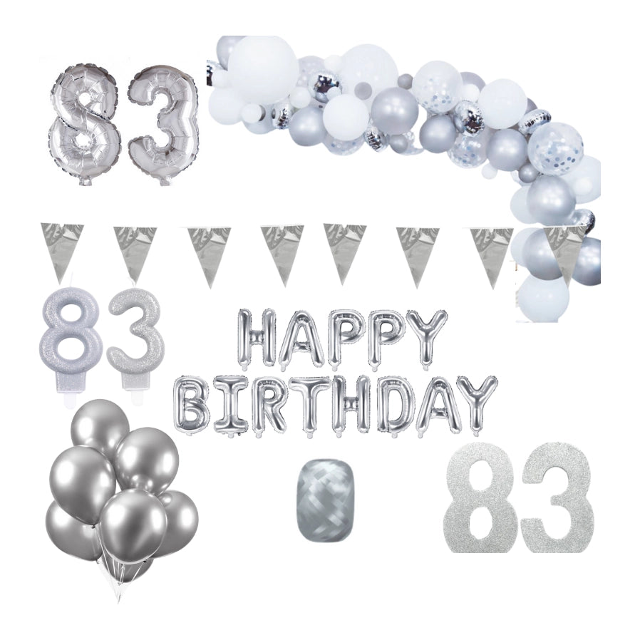 83 jaar Verjaardag Versiering Pakket Zilver XL