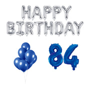 84 jaar Verjaardag Versiering Ballon Pakket Blauw & zilver