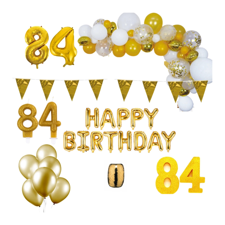 84 jaar Verjaardag Versiering Pakket Goud XL