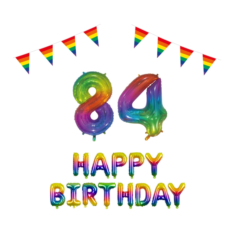 84 jaar Verjaardag Versiering Pakket Regenboog