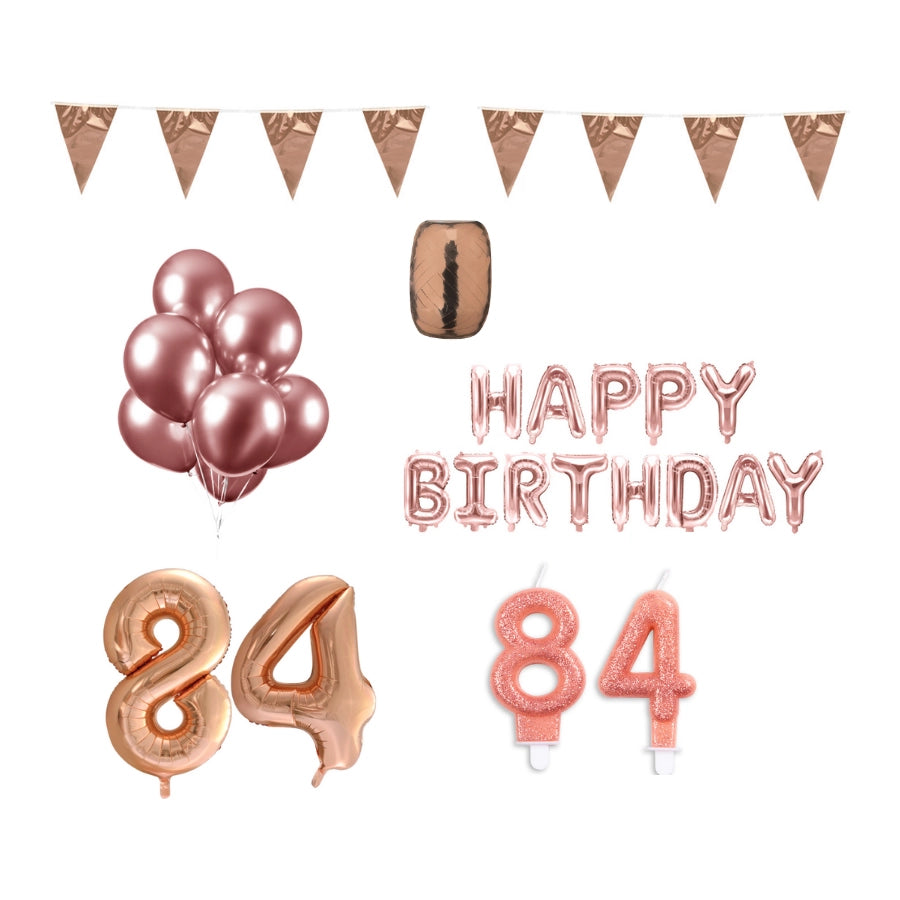 84 jaar Verjaardag Versiering Pakket Rosé Goud