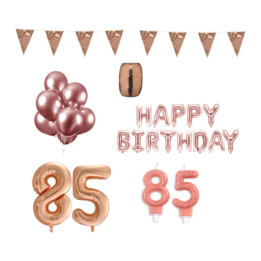 85 jaar! Van harte gefeliciteerd! Een feestelijke en kleurrijke kaart met allemaal