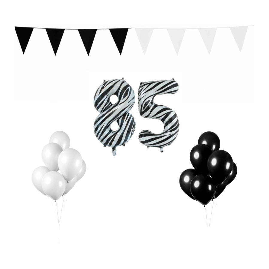 85 jaar Verjaardag Versiering Pakket Zebra
