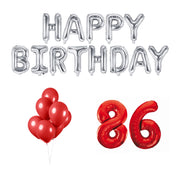 86 jaar Verjaardag Versiering Ballon Pakket rood & zilver