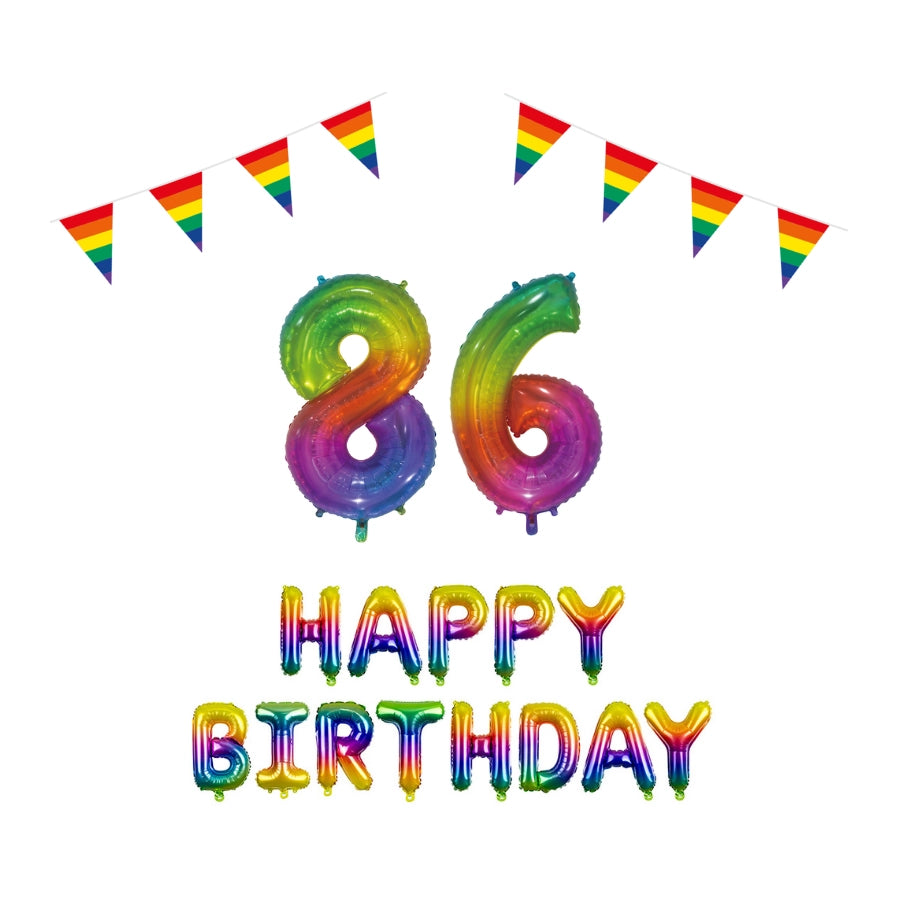 86 jaar Verjaardag Versiering Pakket Regenboog