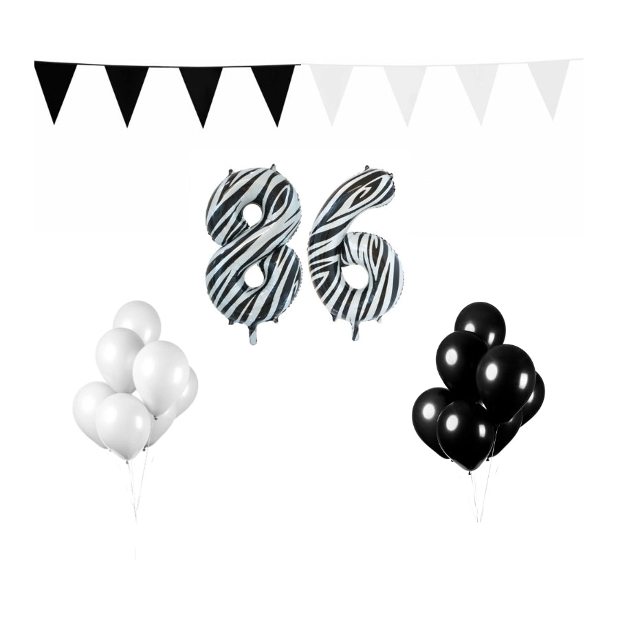 86 jaar Verjaardag Versiering Pakket Zebra