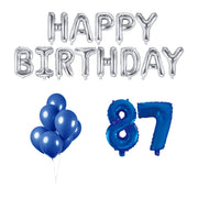 87 jaar Verjaardag Versiering Ballon Pakket Blauw & zilver