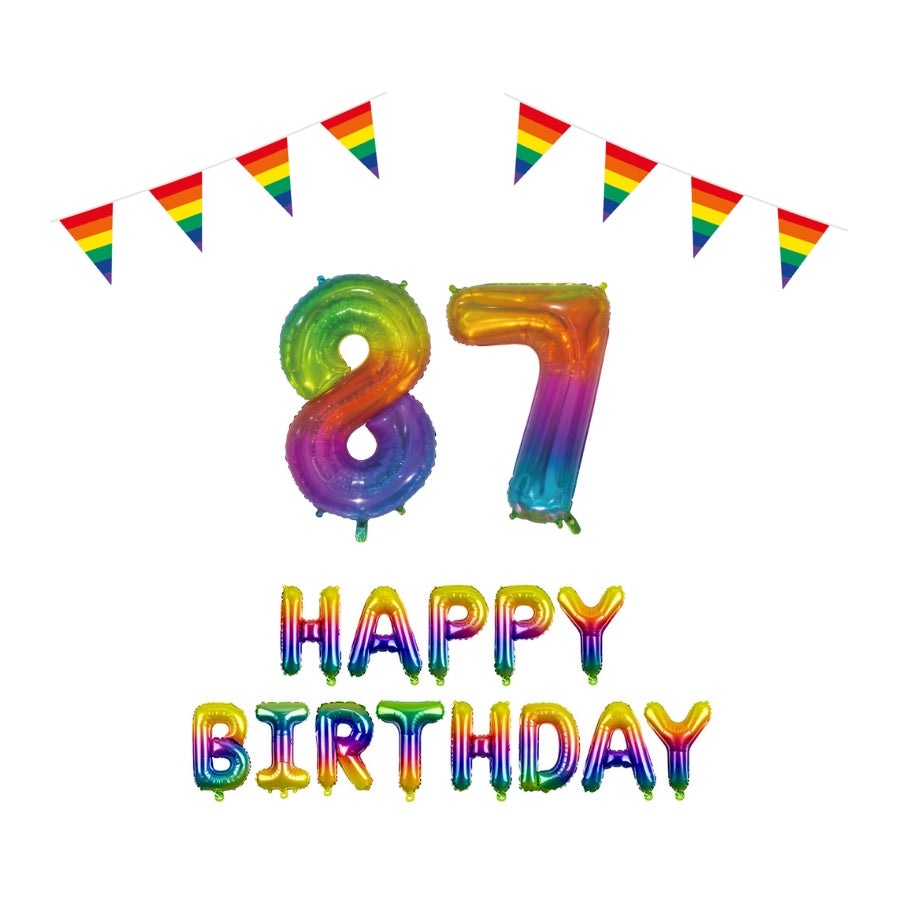 87 jaar Verjaardag Versiering Pakket Regenboog
