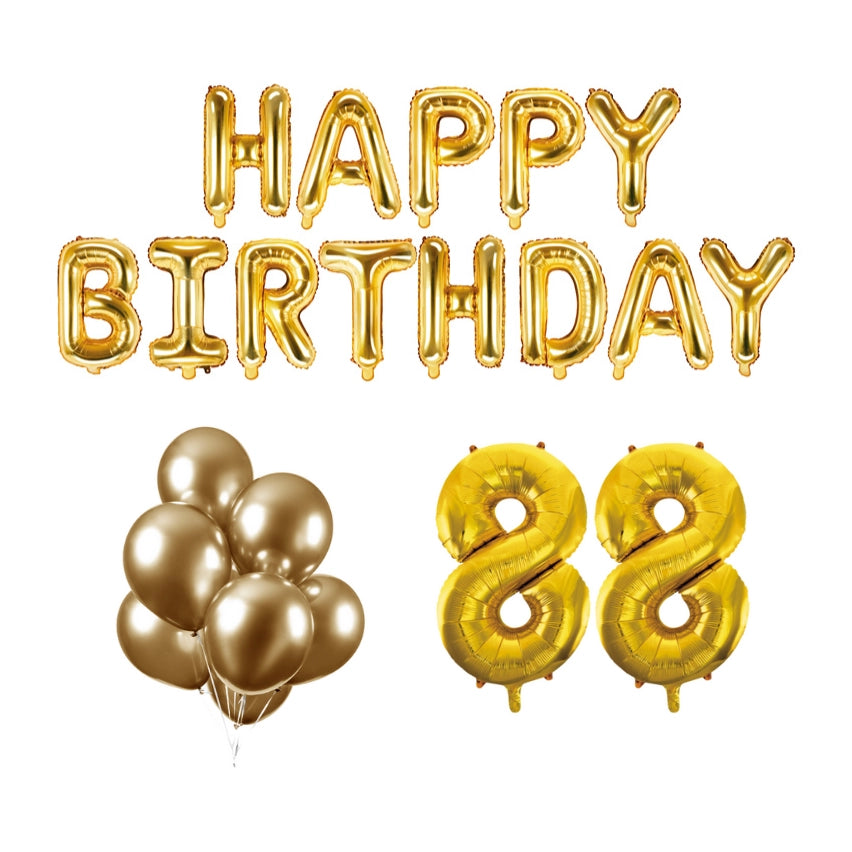 88 jaar Verjaardag Versiering Ballon Pakket Goud