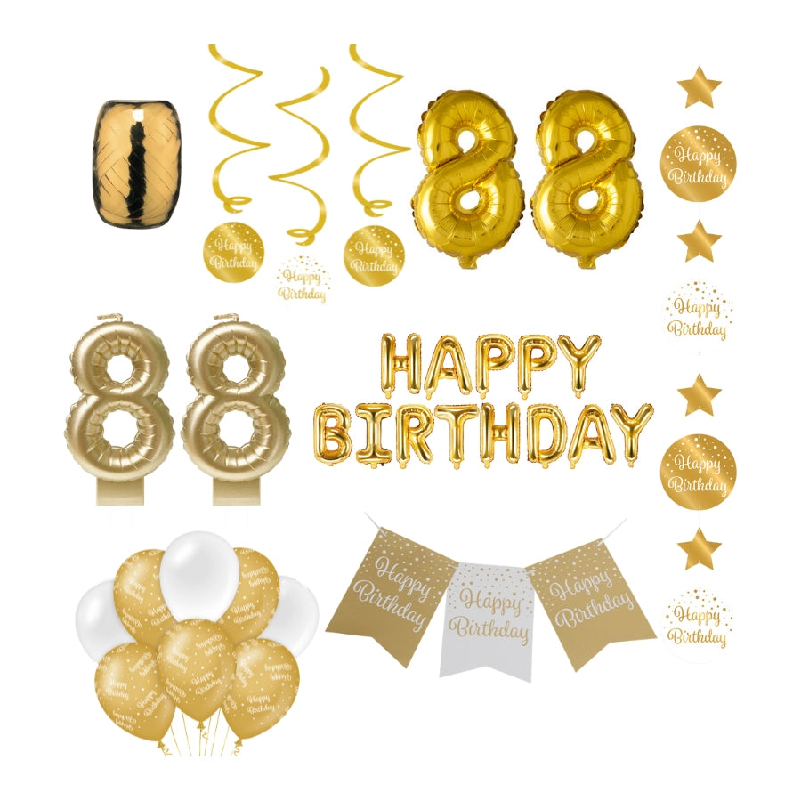 88 jaar Verjaardag Versiering Pakket Gold